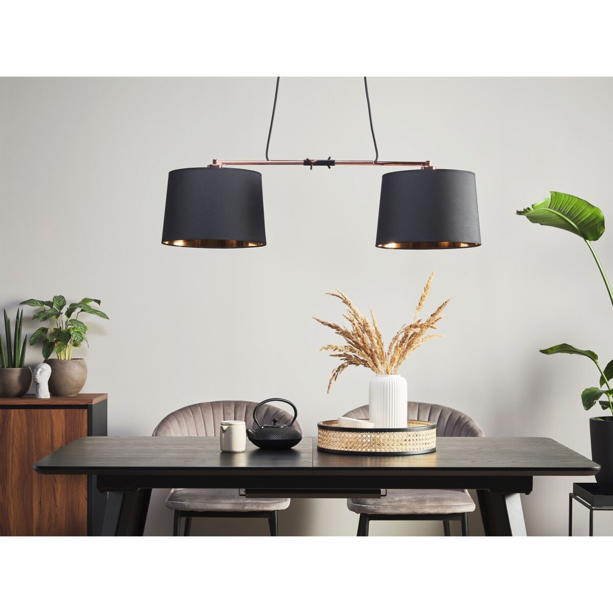 Lampa wisząca 2-punktowa czarna FUCINO