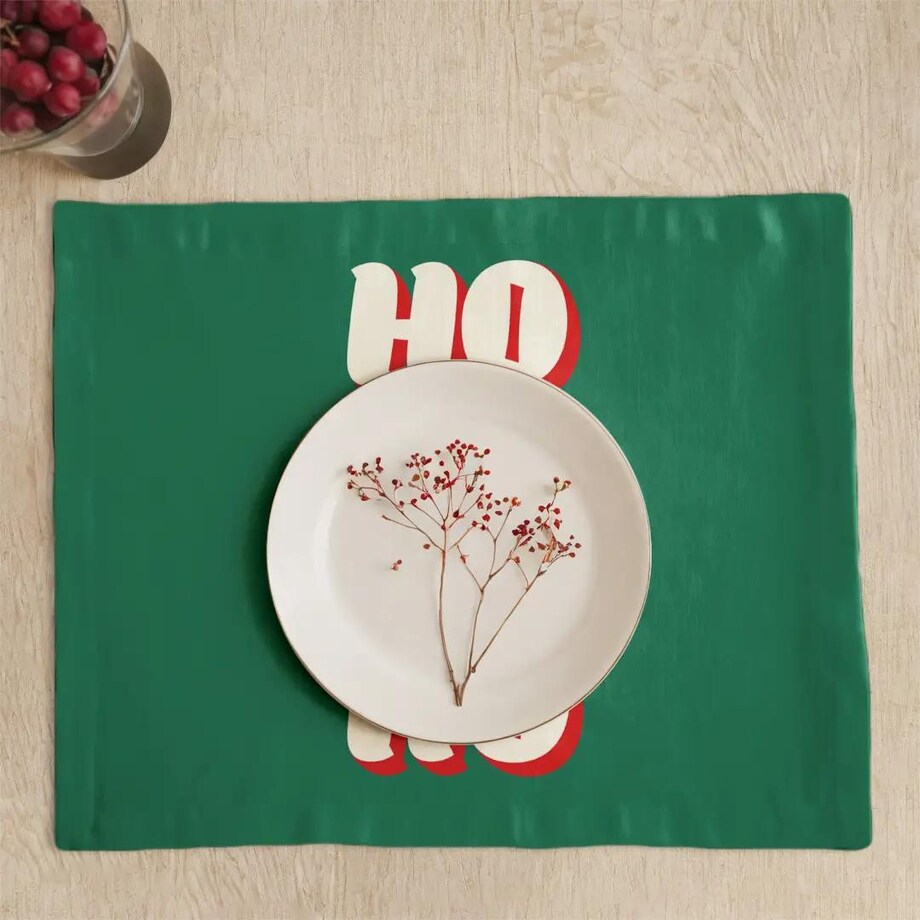 Podkładki świąteczne - HO HO HO - zielone tło