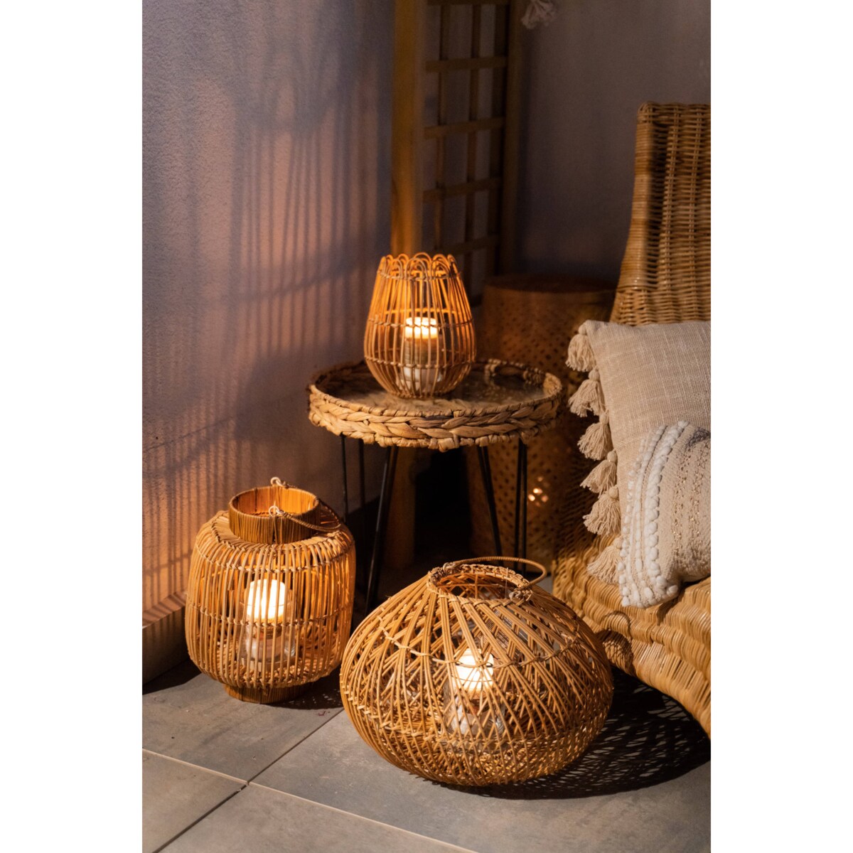 Lampion dekoracyjny z rattanu ALI, 30 cm