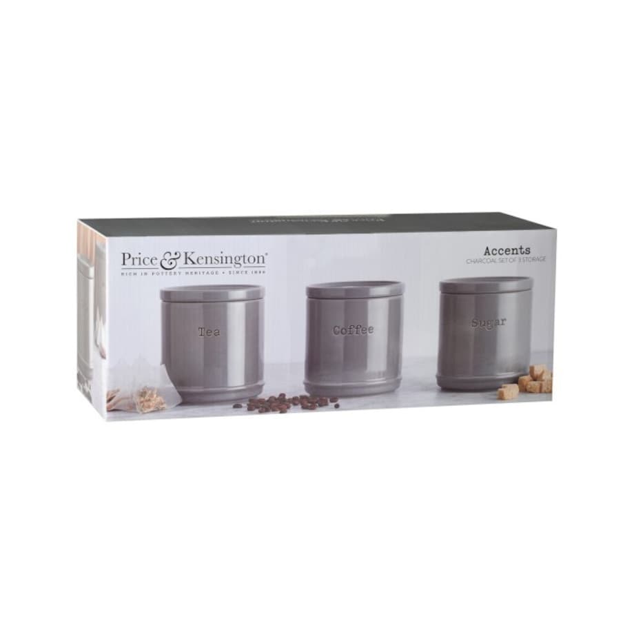 Zestaw 3 pojemników ceramicznych szarych Accents, 750 ml, Price & Kensington