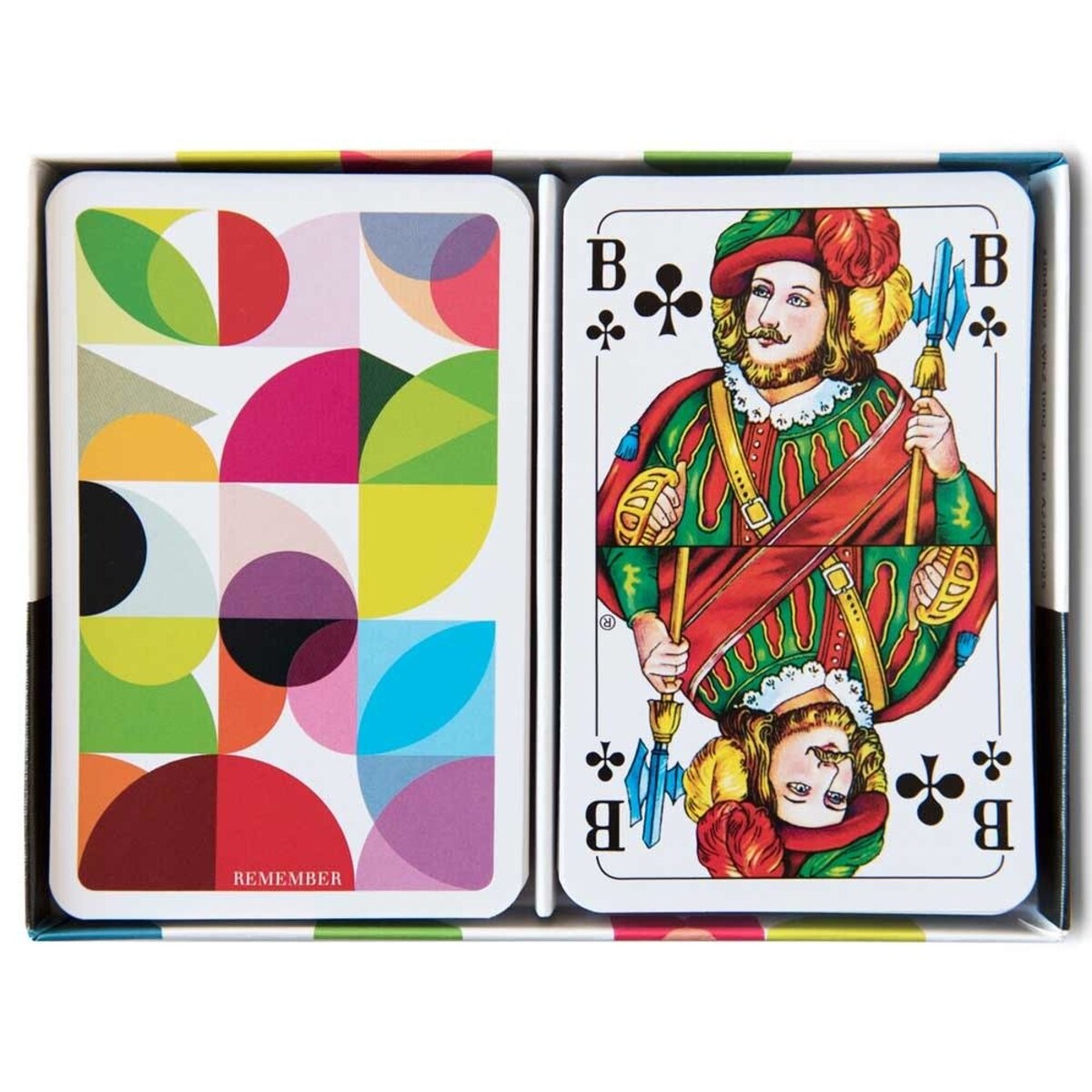 Karty do gry o niespotykanym wzorze, podwójna talia z jokerami do różnych wariantów rozgrywki, REMEMBER