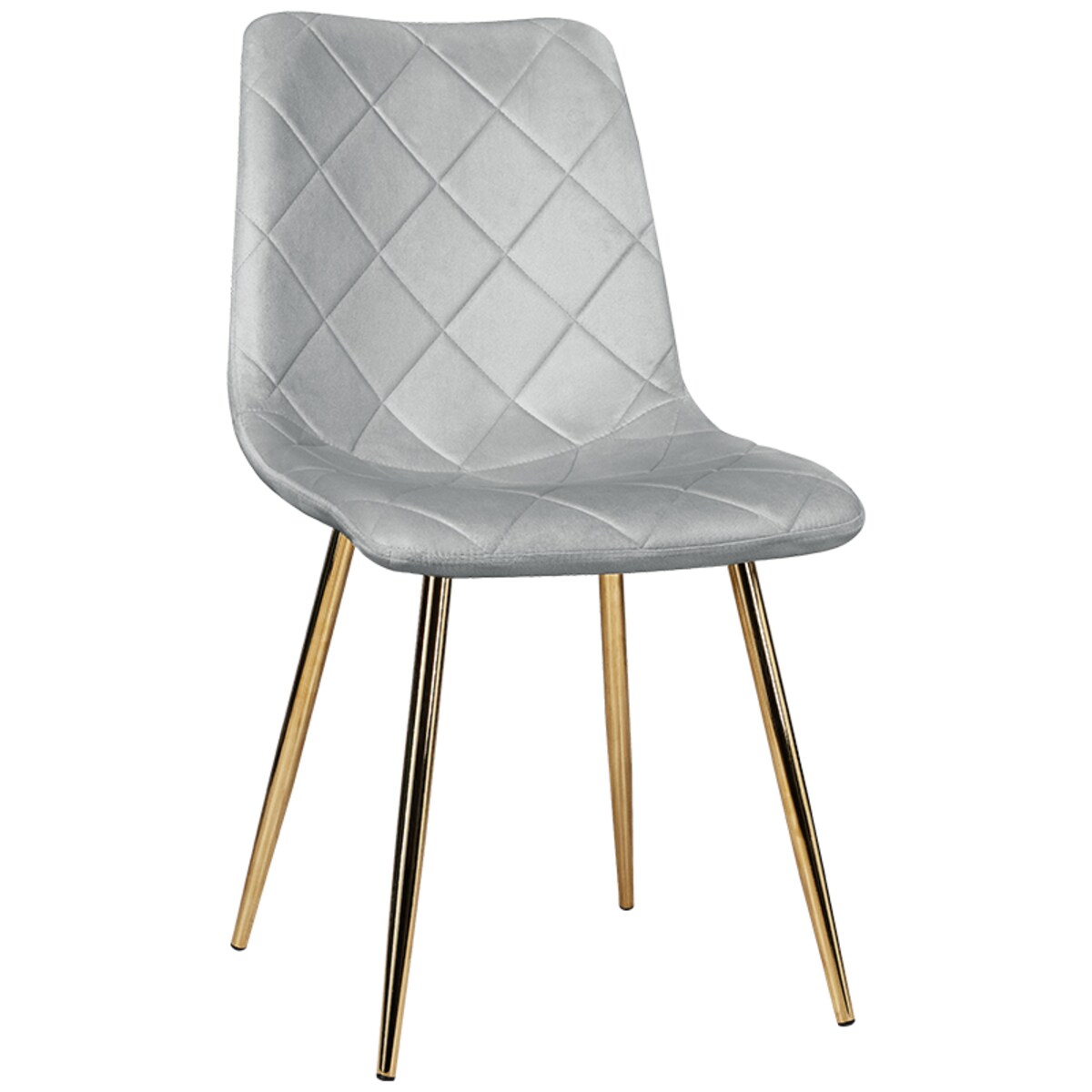 Krzesło tapicerowane szare welurowe pikowane nowoczesne złote nogi