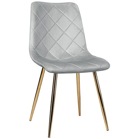 Krzesło tapicerowane szare welurowe pikowane nowoczesne złote nogi