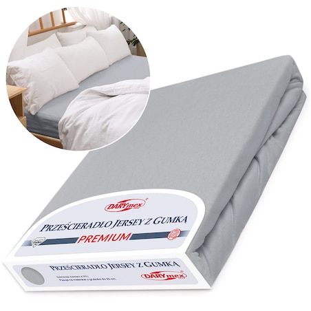 Prześcieradło z bawełny jersey z gumką 180x200 kolor popiel PREMIUM