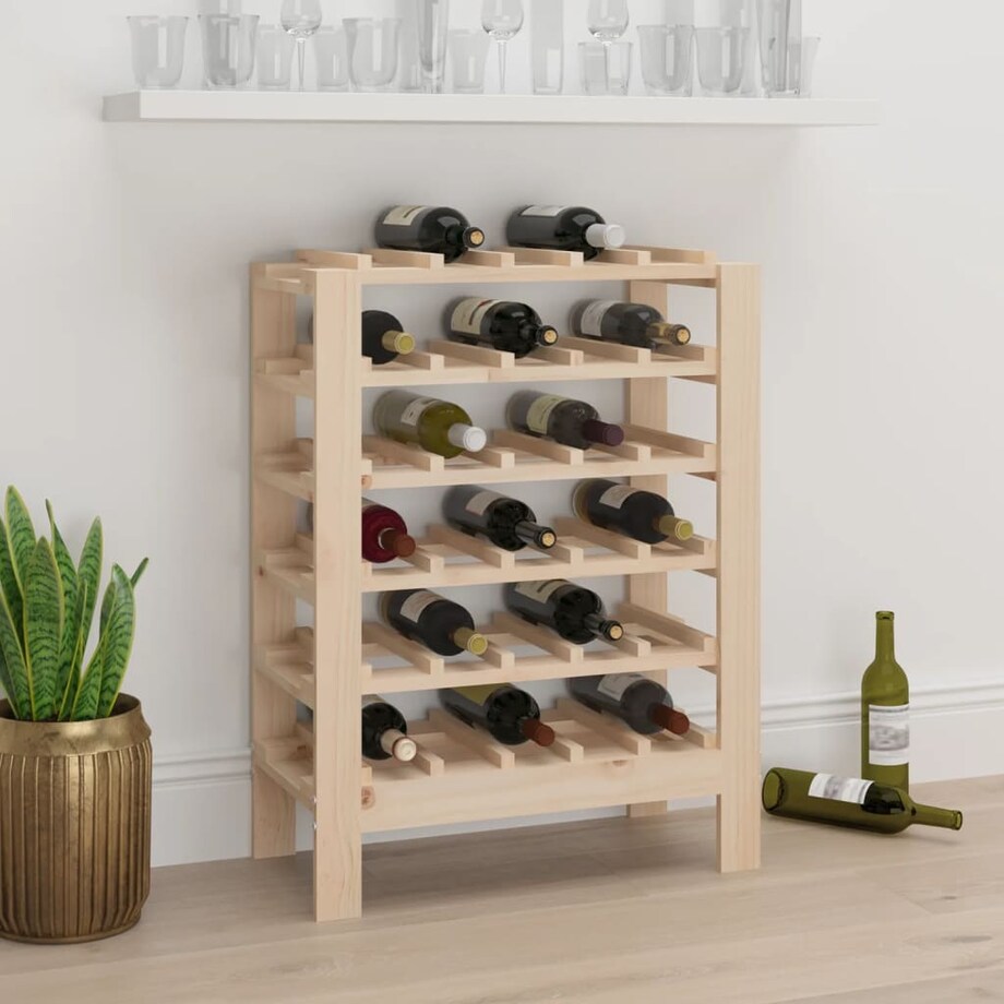 vidaXL Stojak na wino, 61,5x30x82 cm, lite drewno sosnowe