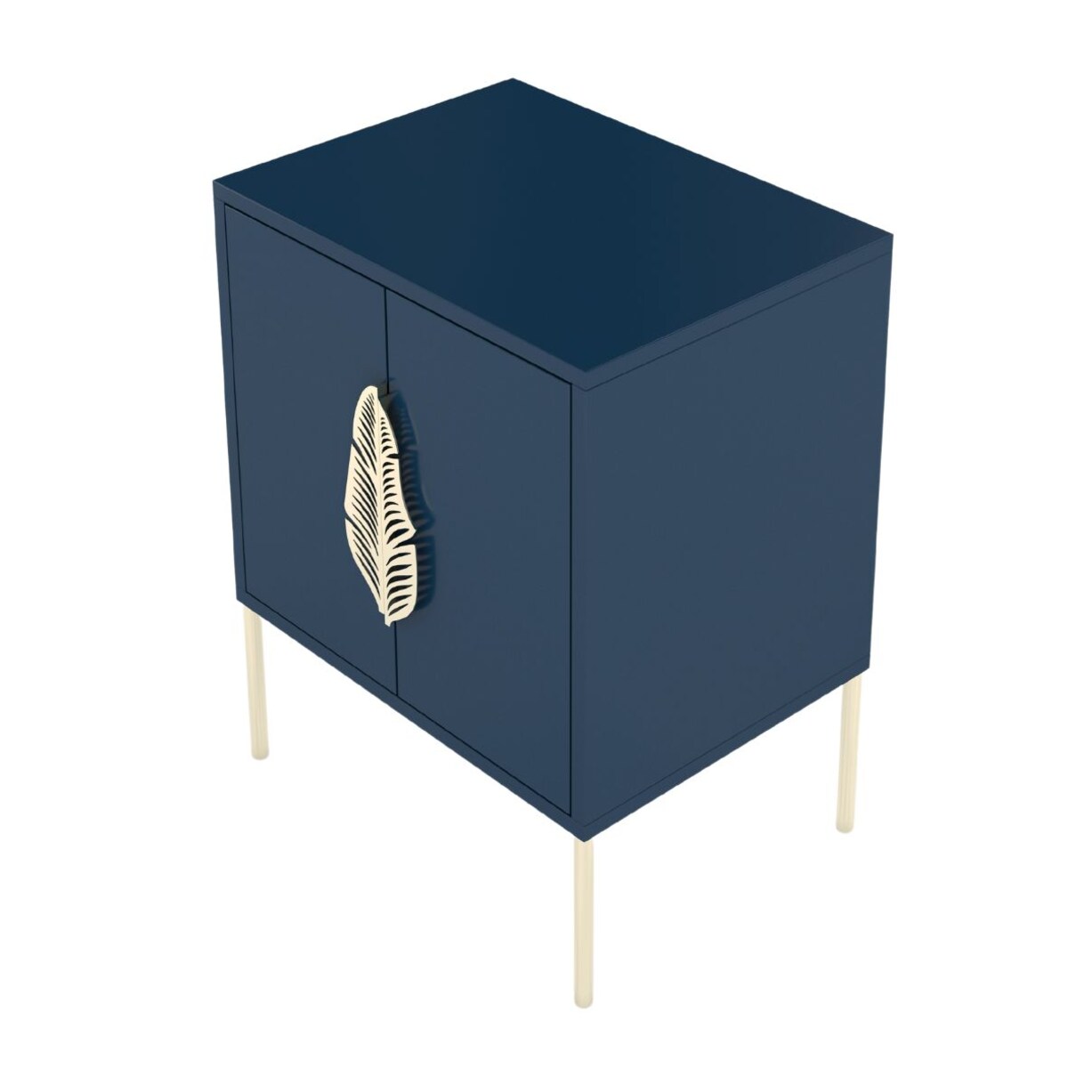 Granatowa szafka nocna Skandica MERLIN ze złotymi dodatkami