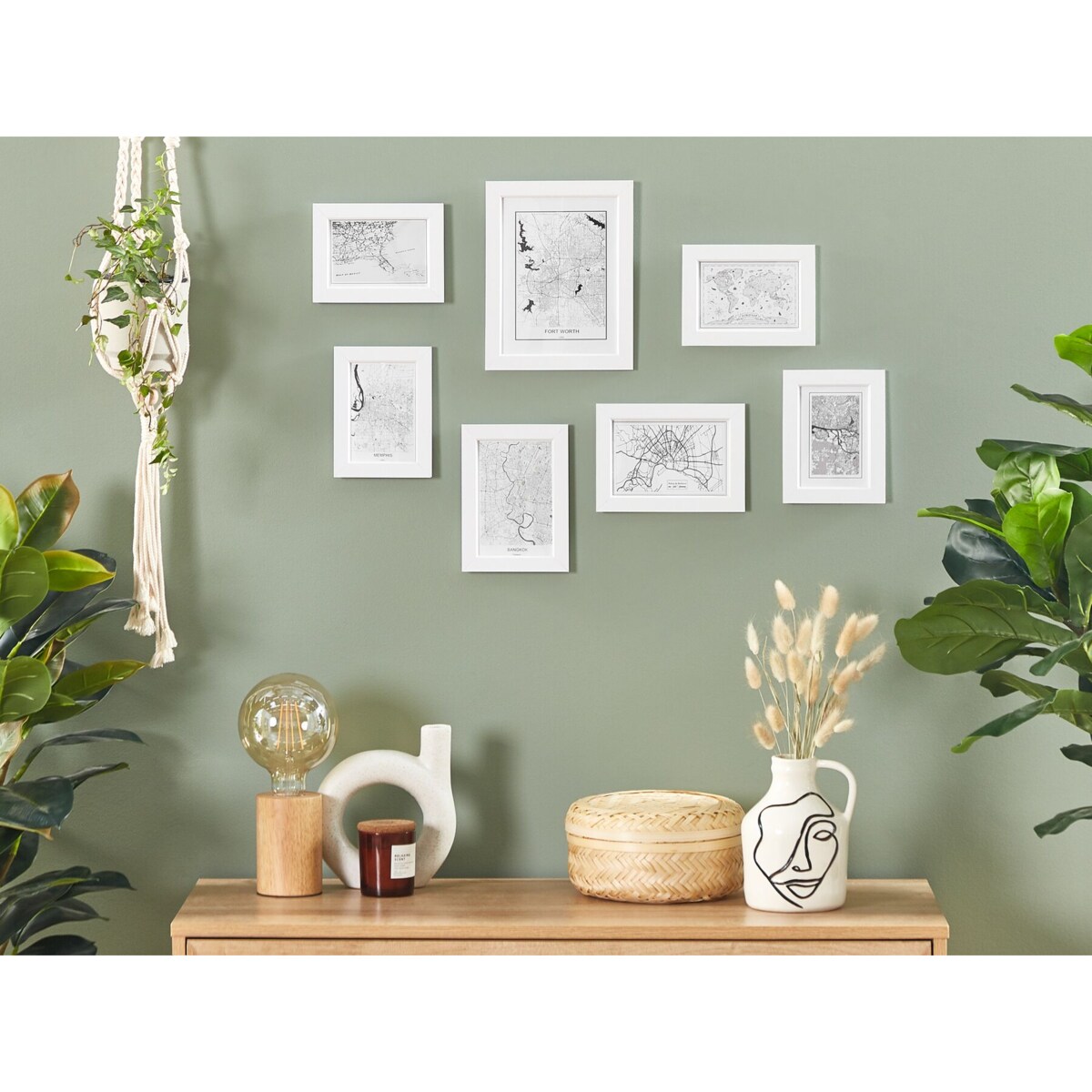 Galeria ścienna mapy 7 ramek biała DENKORO