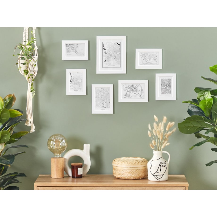 Galeria ścienna mapy 7 ramek biała DENKORO