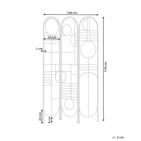 3-panelowy składany parawan pokojowy metalowy 100 x 170 cm złoty TURANIA