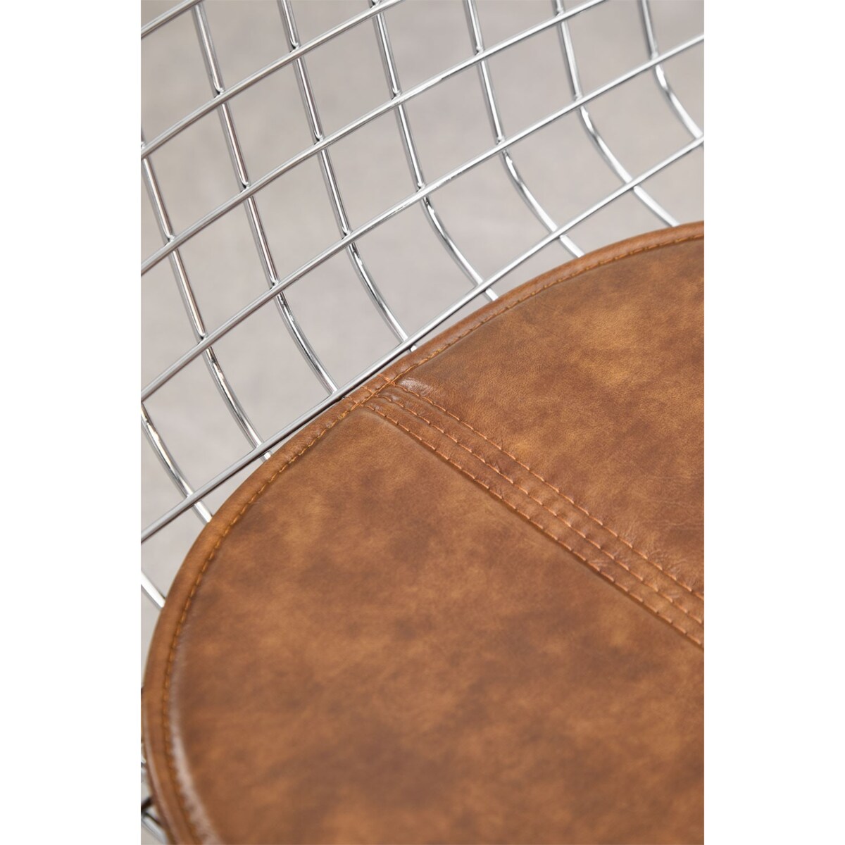 Krzesło metalowe, chromowane z brązową poduszką Renee