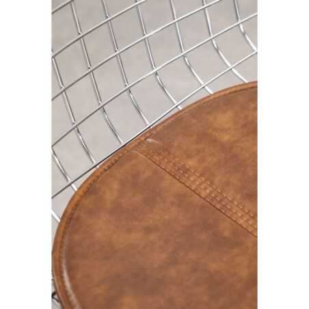 Krzesło metalowe, chromowane z brązową poduszką Renee