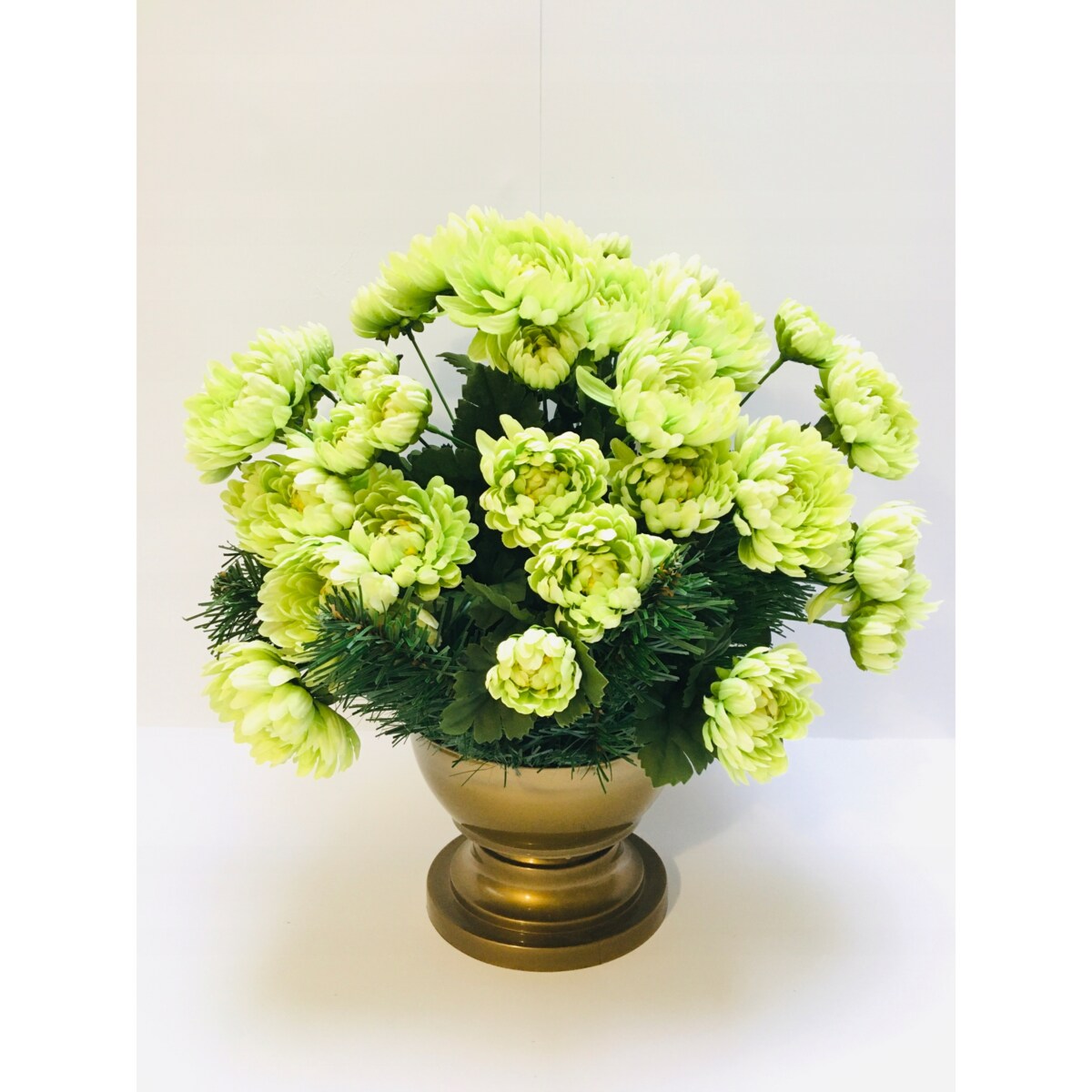 GOTOWY SZTUCZNY CHRYZANTEMA w doniczce zalewanej ciężka na cmentarz święta