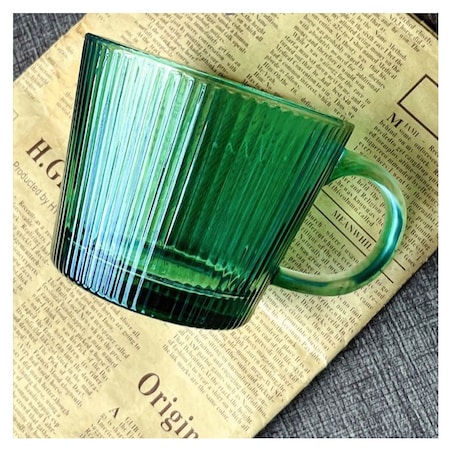 Filiżanka szklanka ryflowana duża butelkowa zieleń 380 ml 1szt SZK178