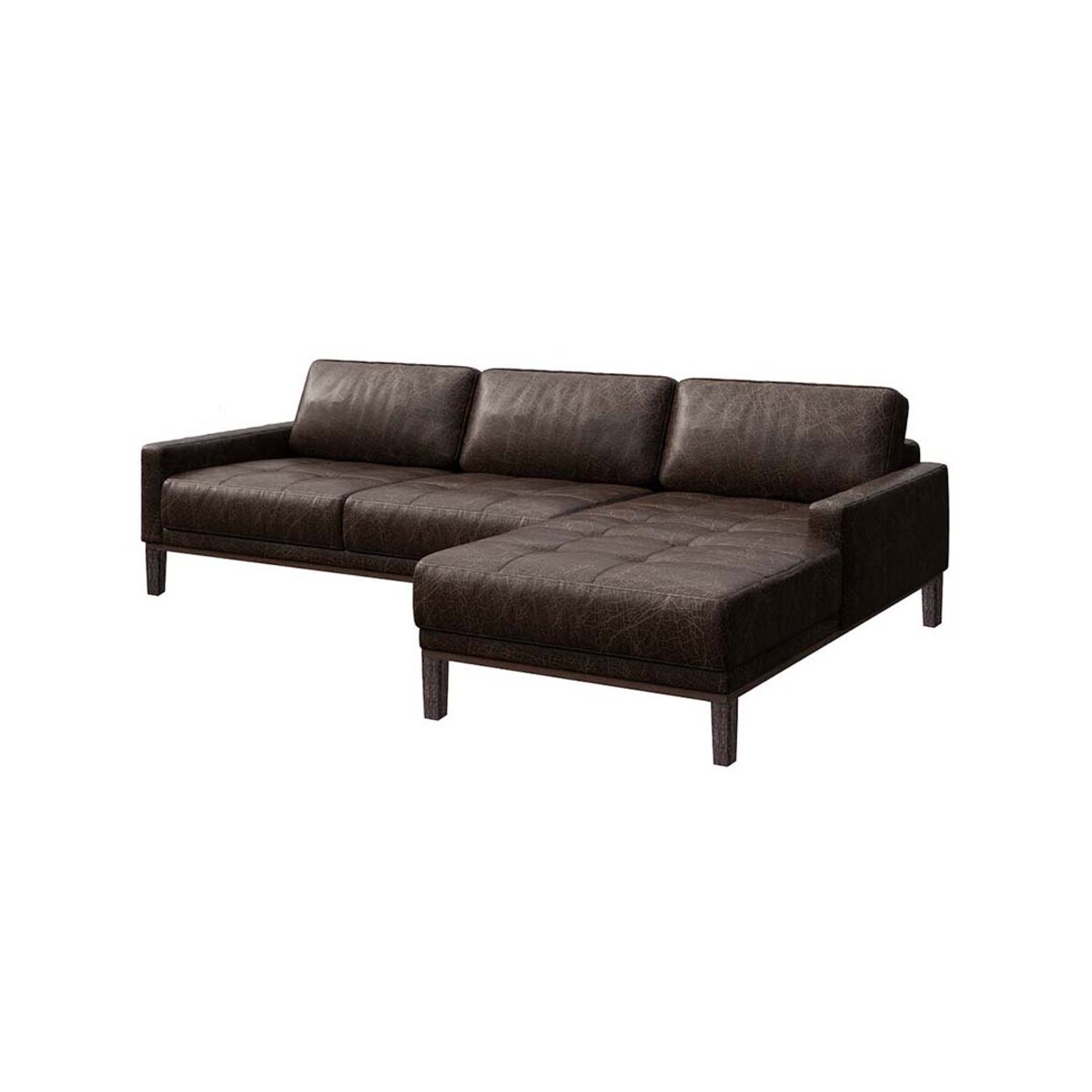 Sofa narożna Musso - ciemnobrązowa vintage