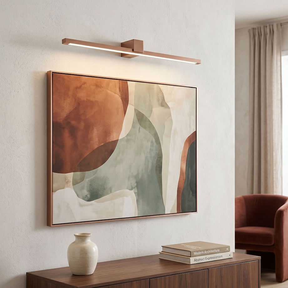 Kinkiet Swe054-1W 80Cm Led Miedź Szczotkowana, Aluminium, Tworzywo Sztuczne