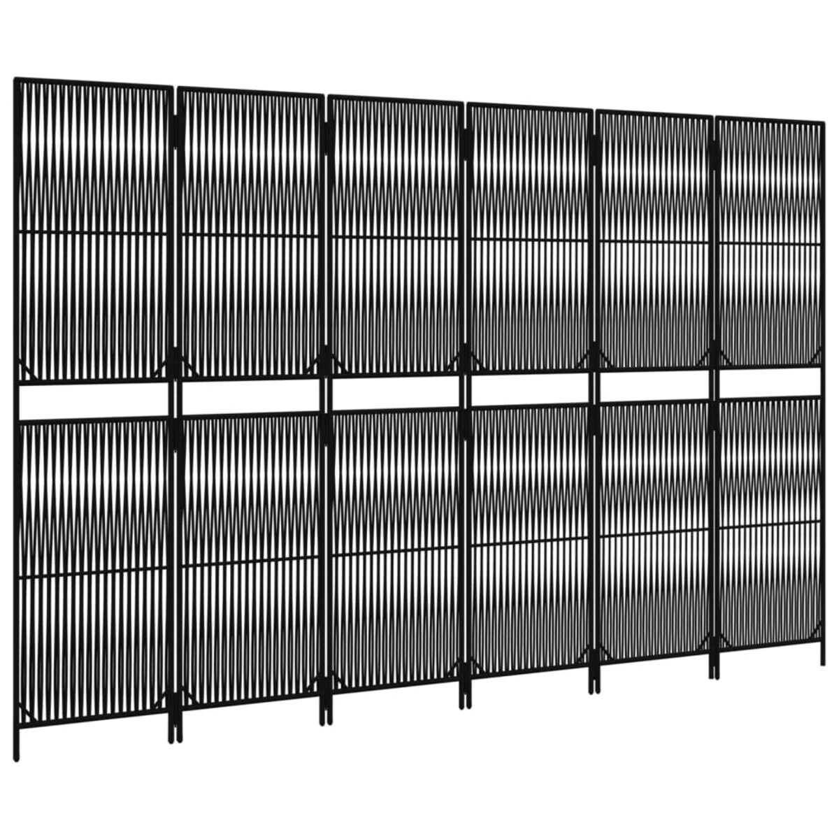 vidaXL Parawan 6-panelowy, czarny, polirattan