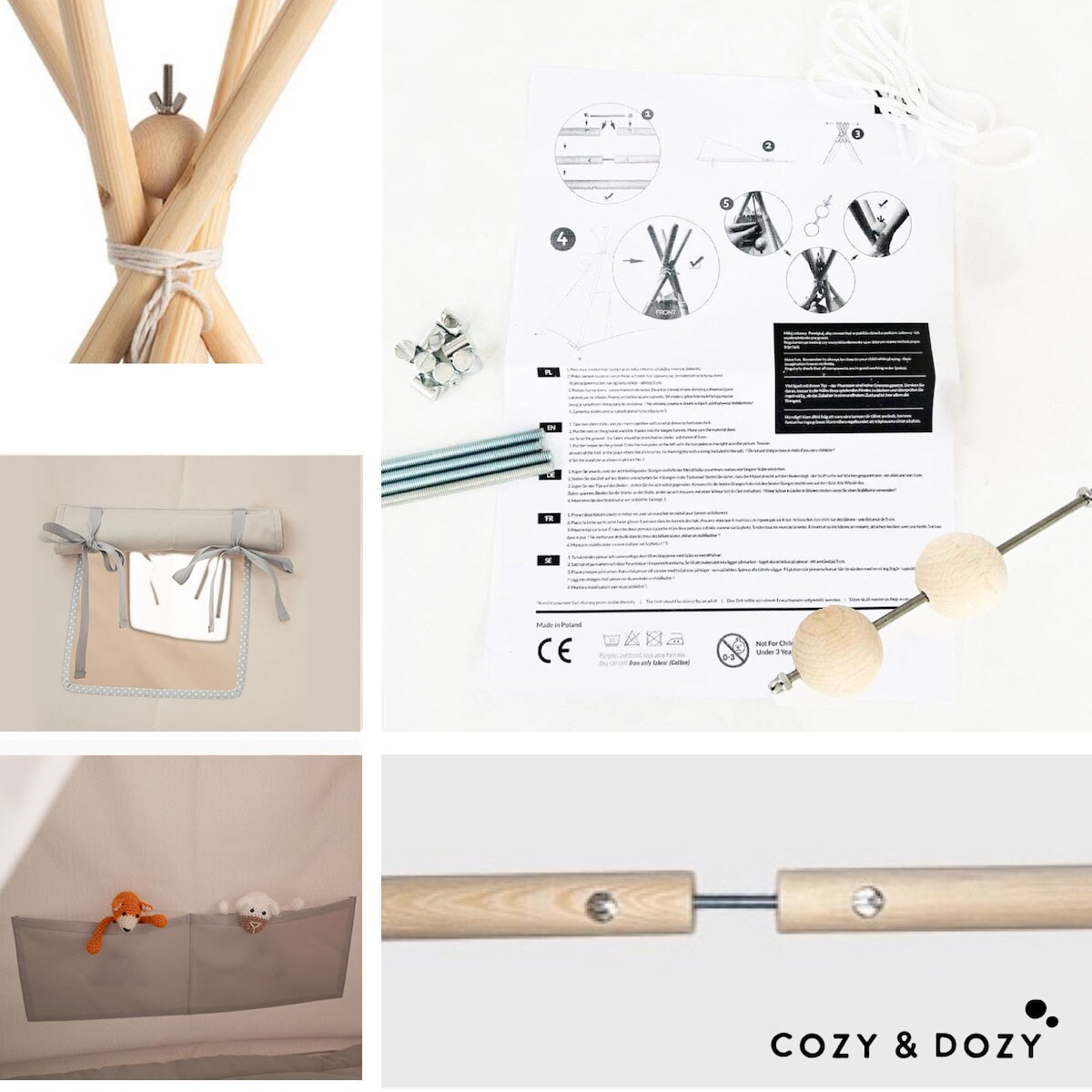 Wodoodporny namiot tipi Garden Navy z miękką matą