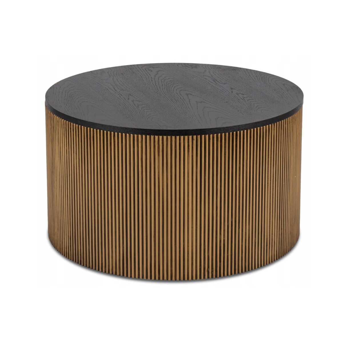 Stolik Kawowy Okrągły Duży Złoty Lamel Nowoczesny Okrągła Ława MIRACLE MAX