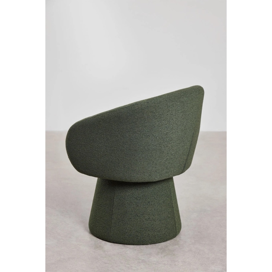 Obrotowe krzesło do jadalni, bouclé ciemnozielone Flavian