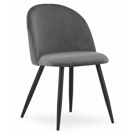Krzesło Do Jadalni Kuchni Salonu Bello - Aksamit Ciemnoszare / Nogi Czarne X 2