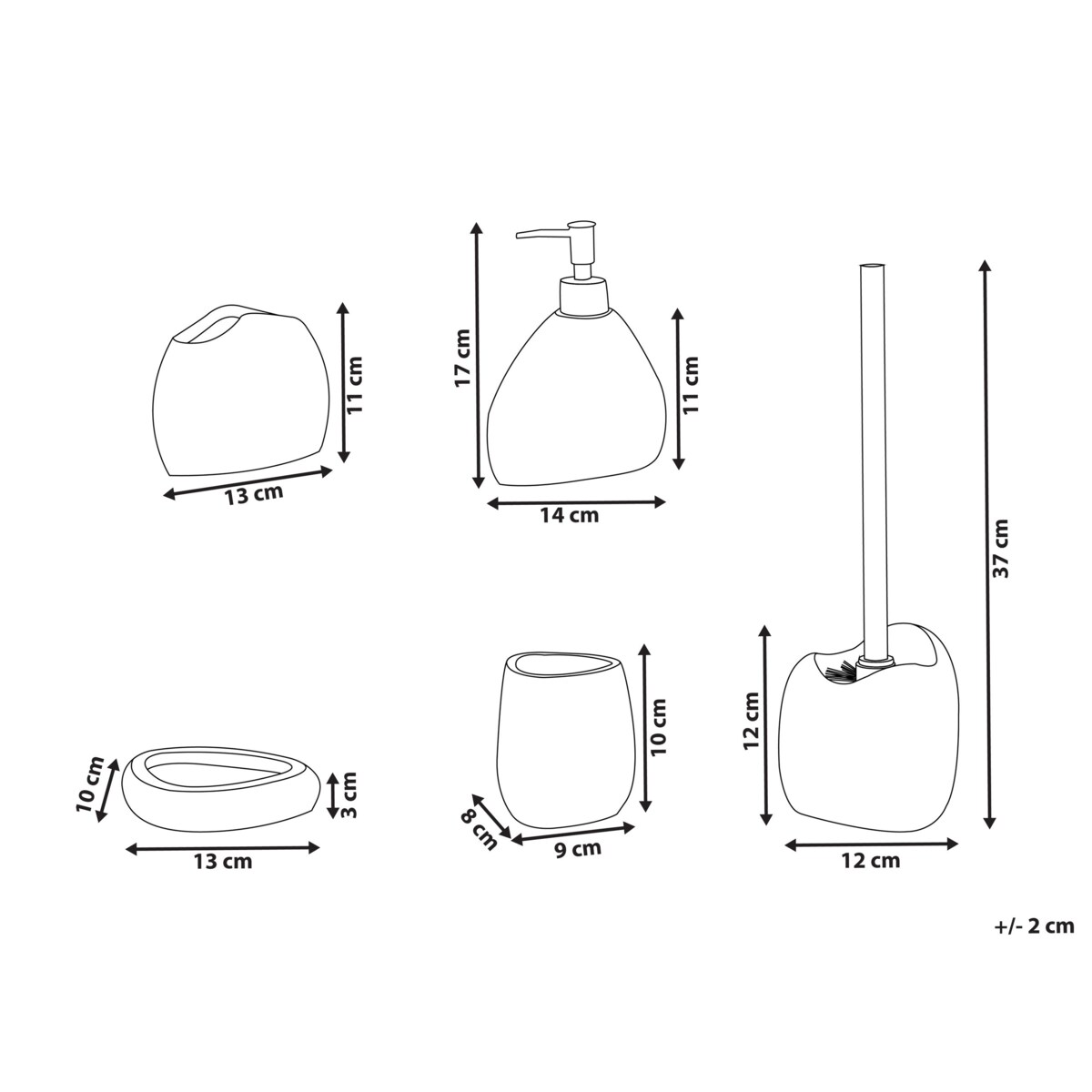 Zestaw akcesoriów łazienkowych 5 elementów COATA Jasnoszary