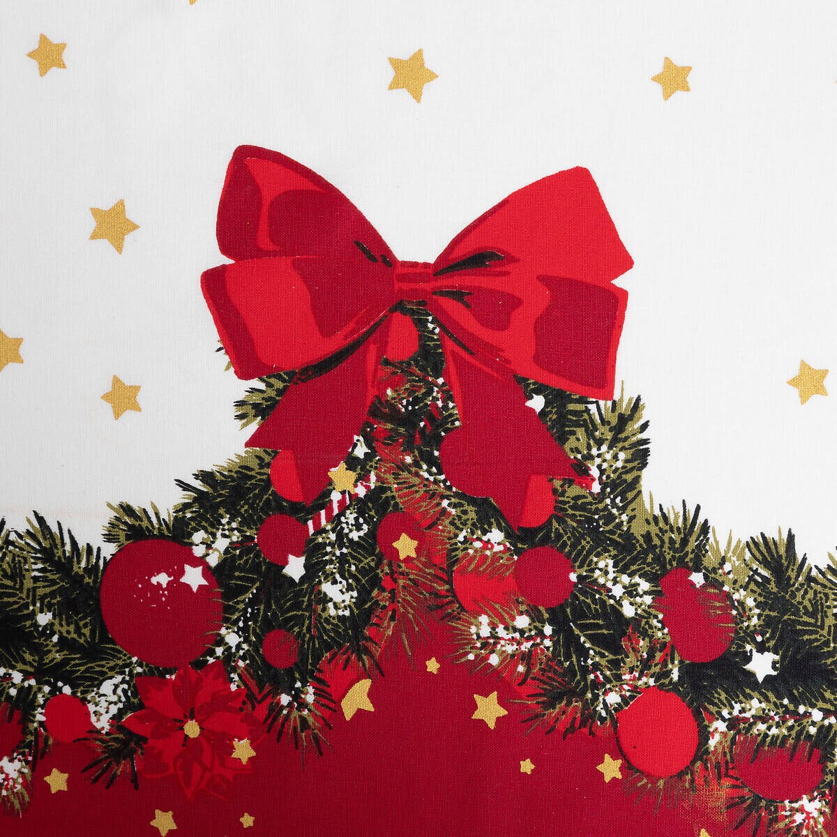 Obrus świąteczny z girlandą i kokardami