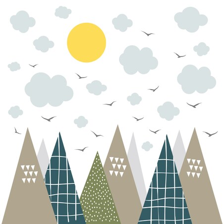 ZESTAW NAKLEJEK NA ŚCIANĘ DLA DZIECI BRĄZOWE GÓRY STYL SKANDYNAWSKI ZESTAW