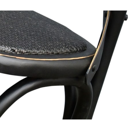 Krzesło drewniane Puglia czarne z plecionką