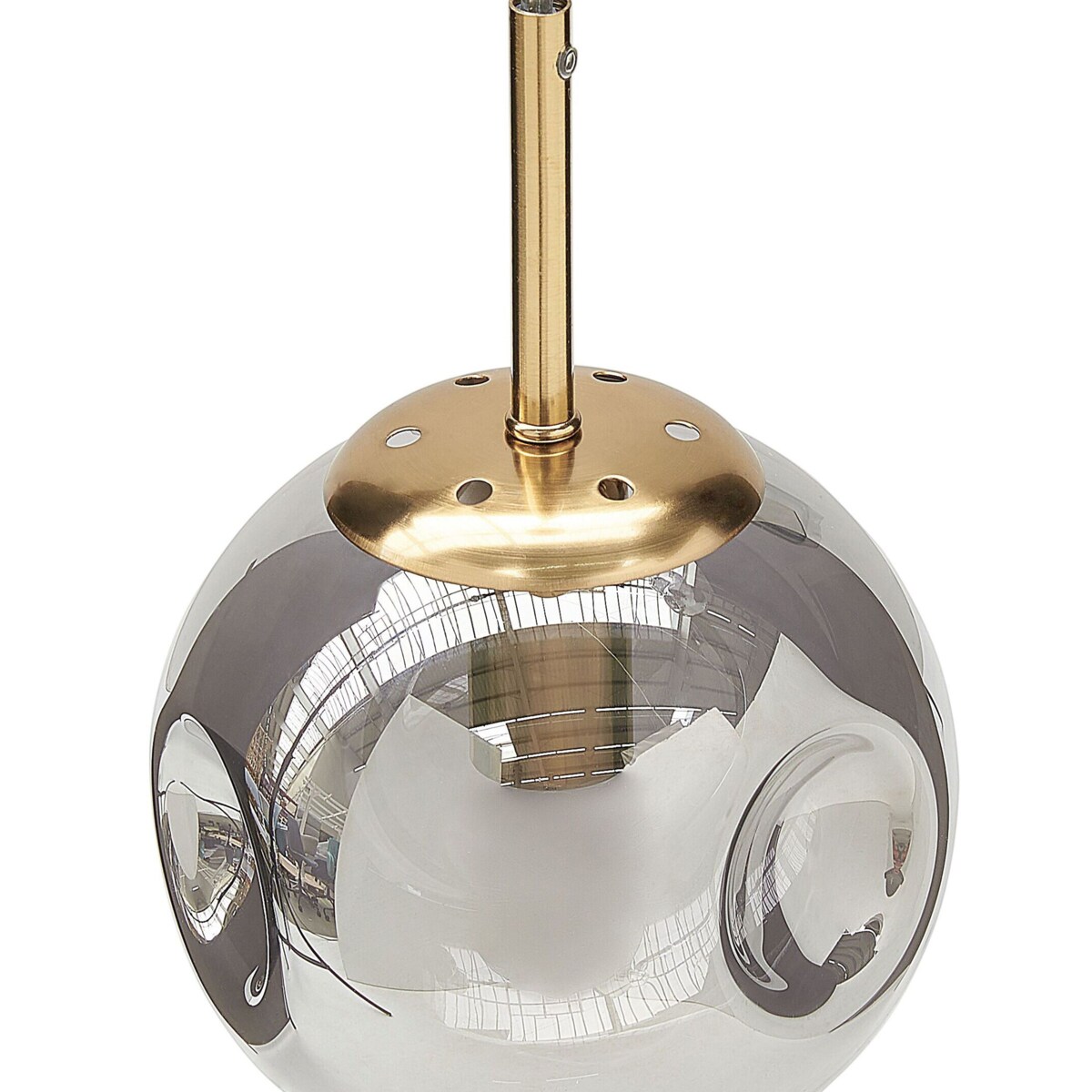 Lampa wisząca szklana 5-punktowa przezroczysta z mosiężnym RALFES