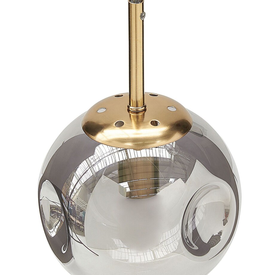 Lampa wisząca szklana 5-punktowa przezroczysta z mosiężnym RALFES