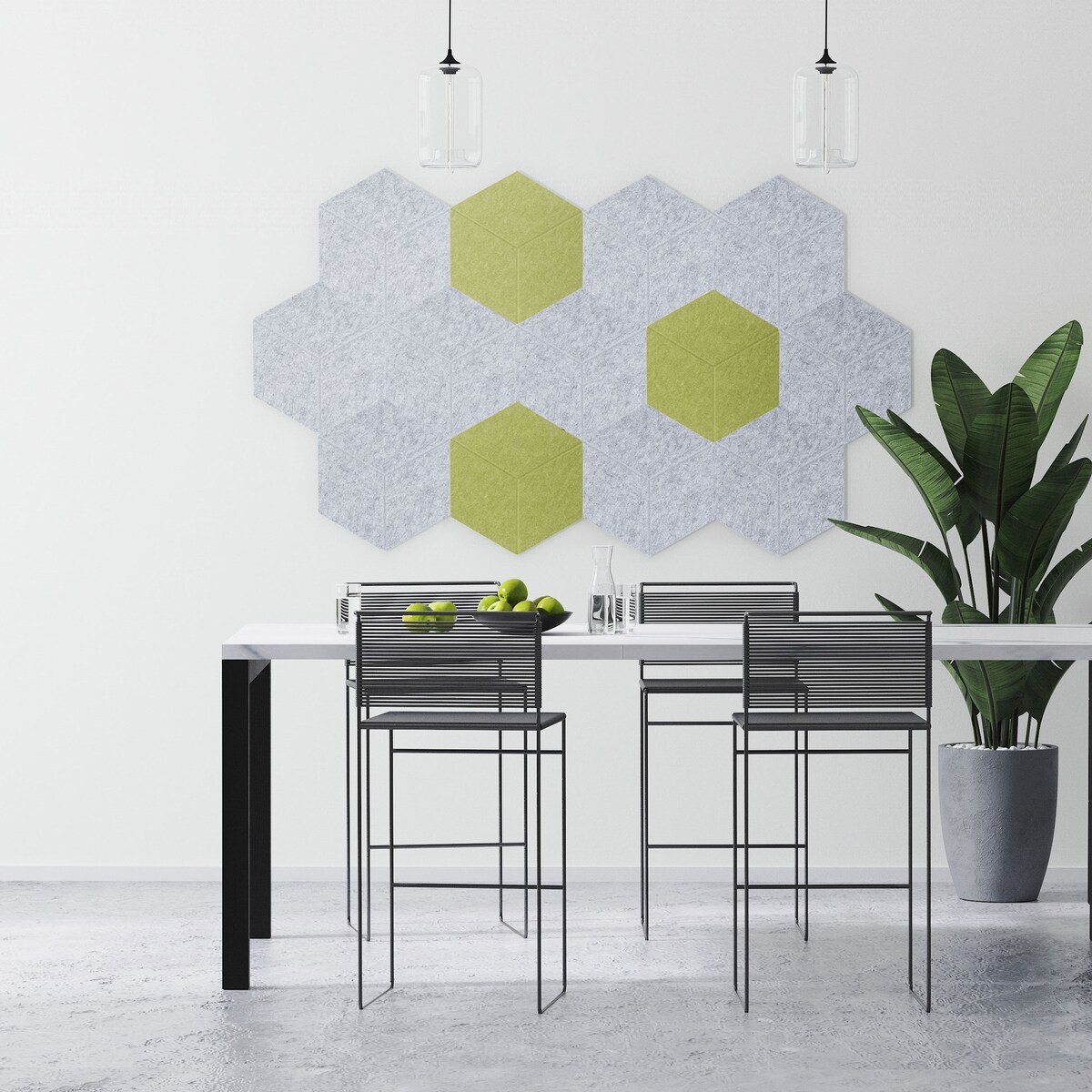 Zestaw 2 szt panel filcowy Felly 40x46 cm płytka heksagon szary