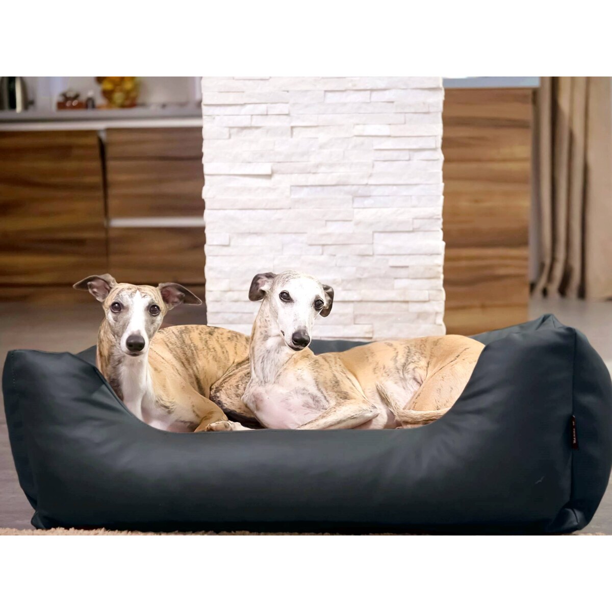 Legowisko dla psa z ekoskóry MARIO, 100x70 cm, Czarny