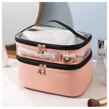 Kosmetyczka rozkładana 2 poziomowa 17x23x15cm różowa KS92WZ4