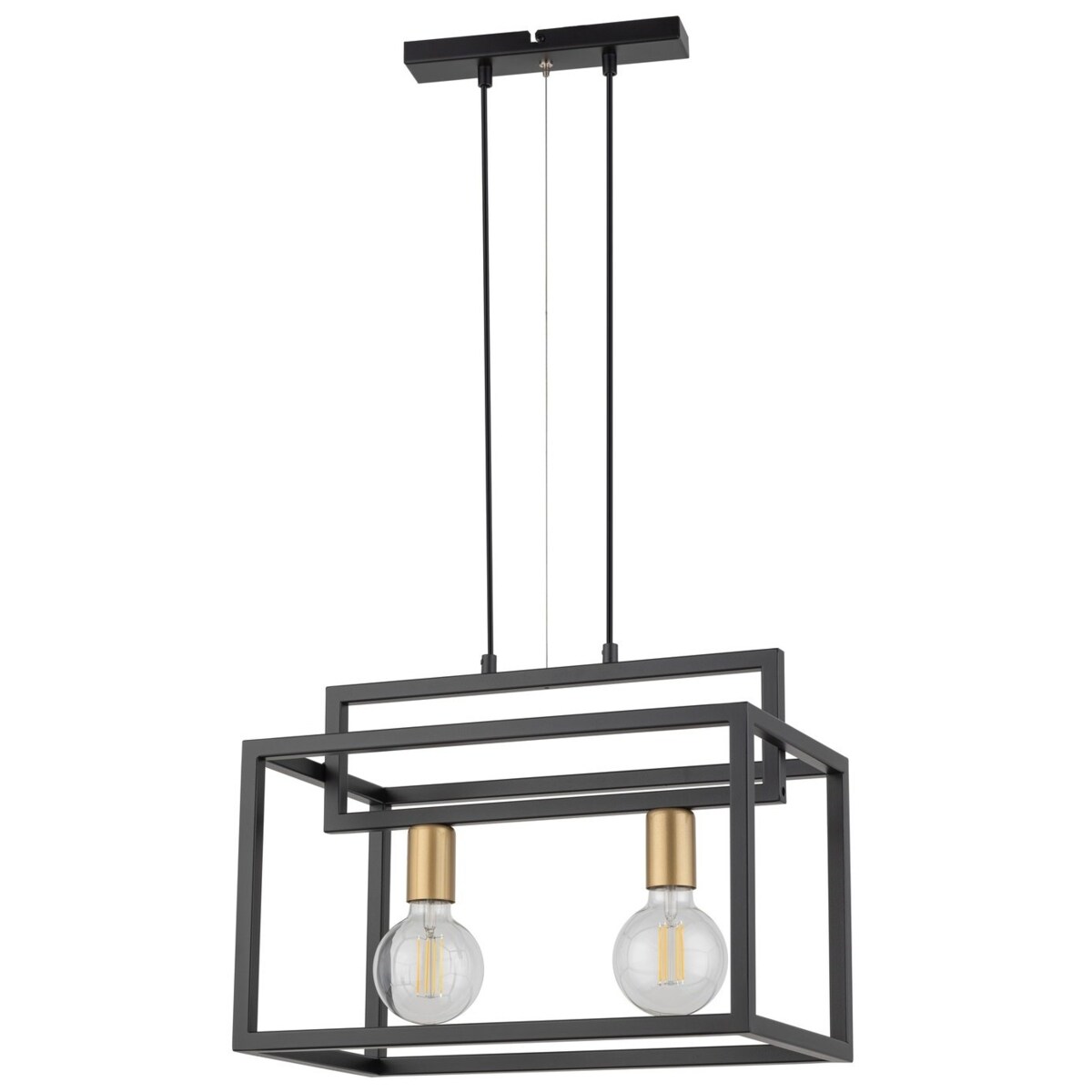 Prostokątny zwis czarny Vigo wisząca lampa klatka loftowa