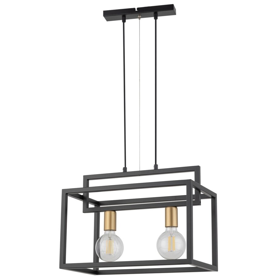 Prostokątny zwis czarny Vigo wisząca lampa klatka loftowa