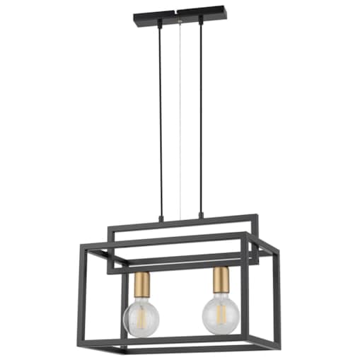 Prostokątny zwis czarny Vigo wisząca lampa klatka loftowa