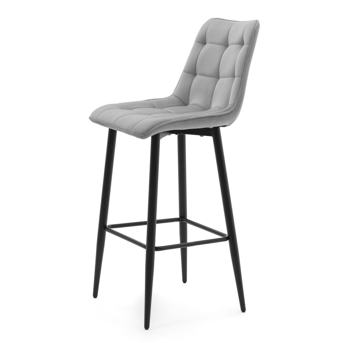Hoker tapicerowany barowy welurowy CHIC jasnoszary do salonu jadalni