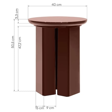 Stolik kawowy boczny Ø40 cm glossy 50,5x40x40 cm BRITTA bordowobrązowy