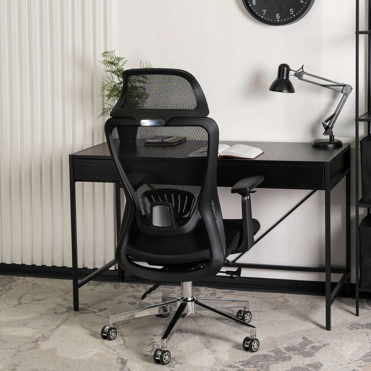 Fotel gamingowy obrotowy ergonomiczny regulowany do biurka czarny LITOS