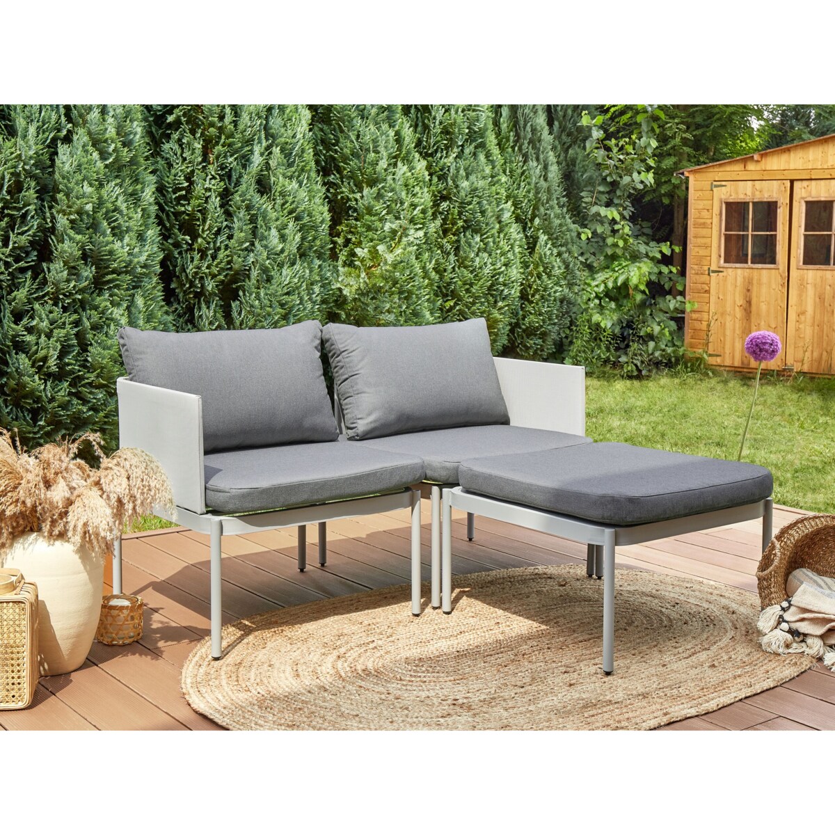 Zestaw ogrodowy dwuosobowy modułowy jasnoszary TERRACINA