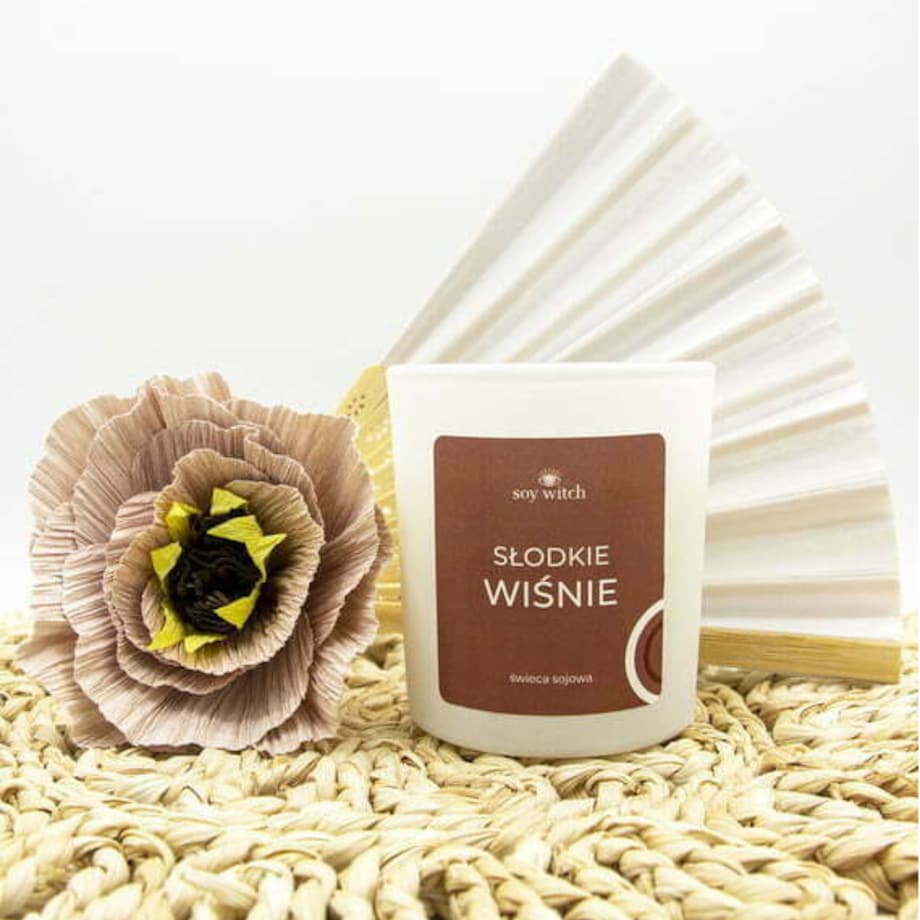 Świeczka Sojowa Zapachowa w Szkle Słodkie Wiśnie Świeca Naturalna Wegańska