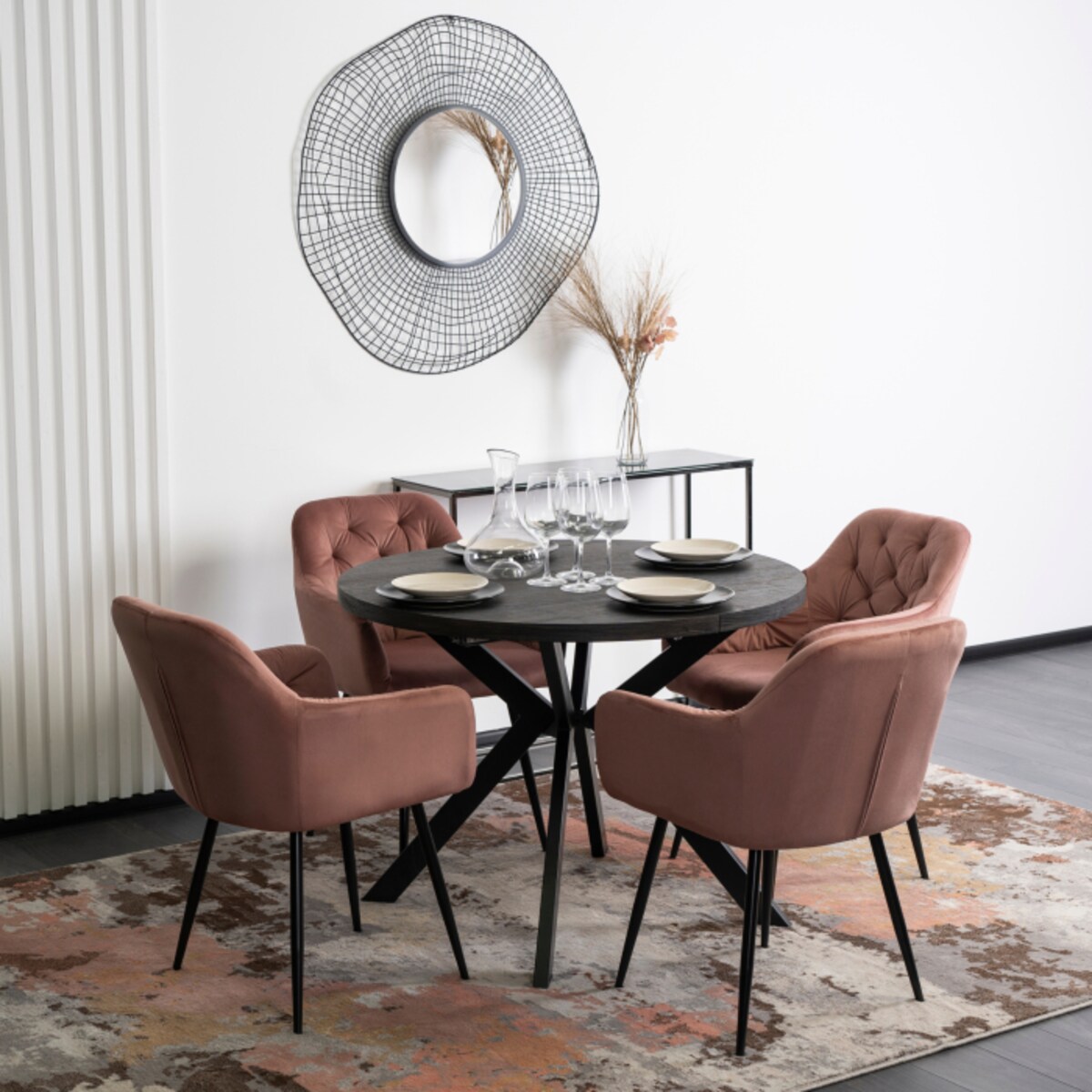 Krzesło Tapicerowane Do Jadalni Toaletki Welur Różowe VIKI