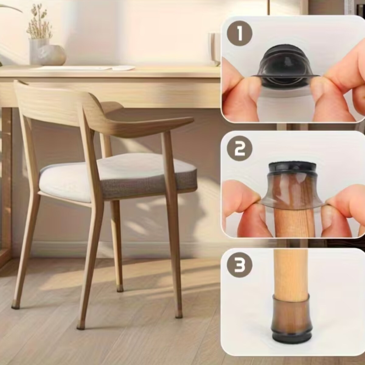 Nakładki na nogi krzesła ochronne czarne z filcem czarne 12-14 mm 16 sztuk