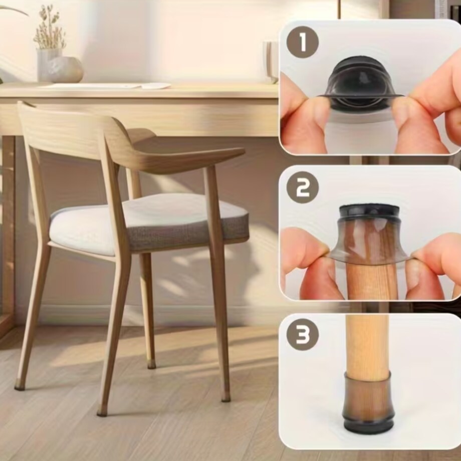 Nakładki na nogi krzesła ochronne czarne z filcem czarne 12-14 mm 16 sztuk