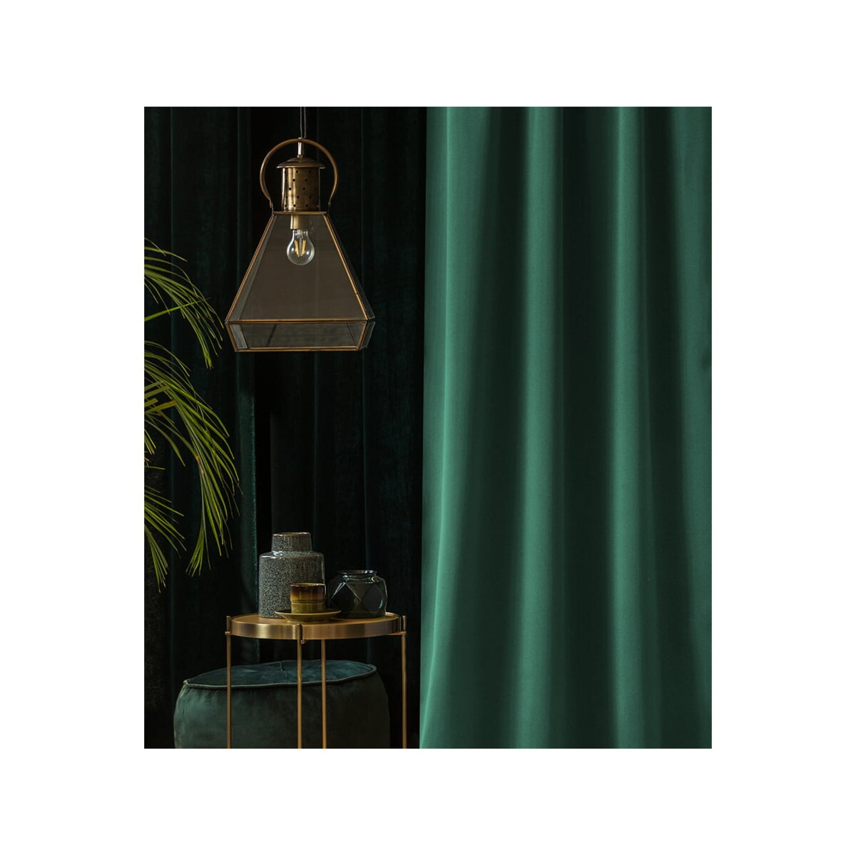Zasłona Gotowa do Salonu Aura Zielona 140 x 280 na Taśmie Żabki Tunel miękka