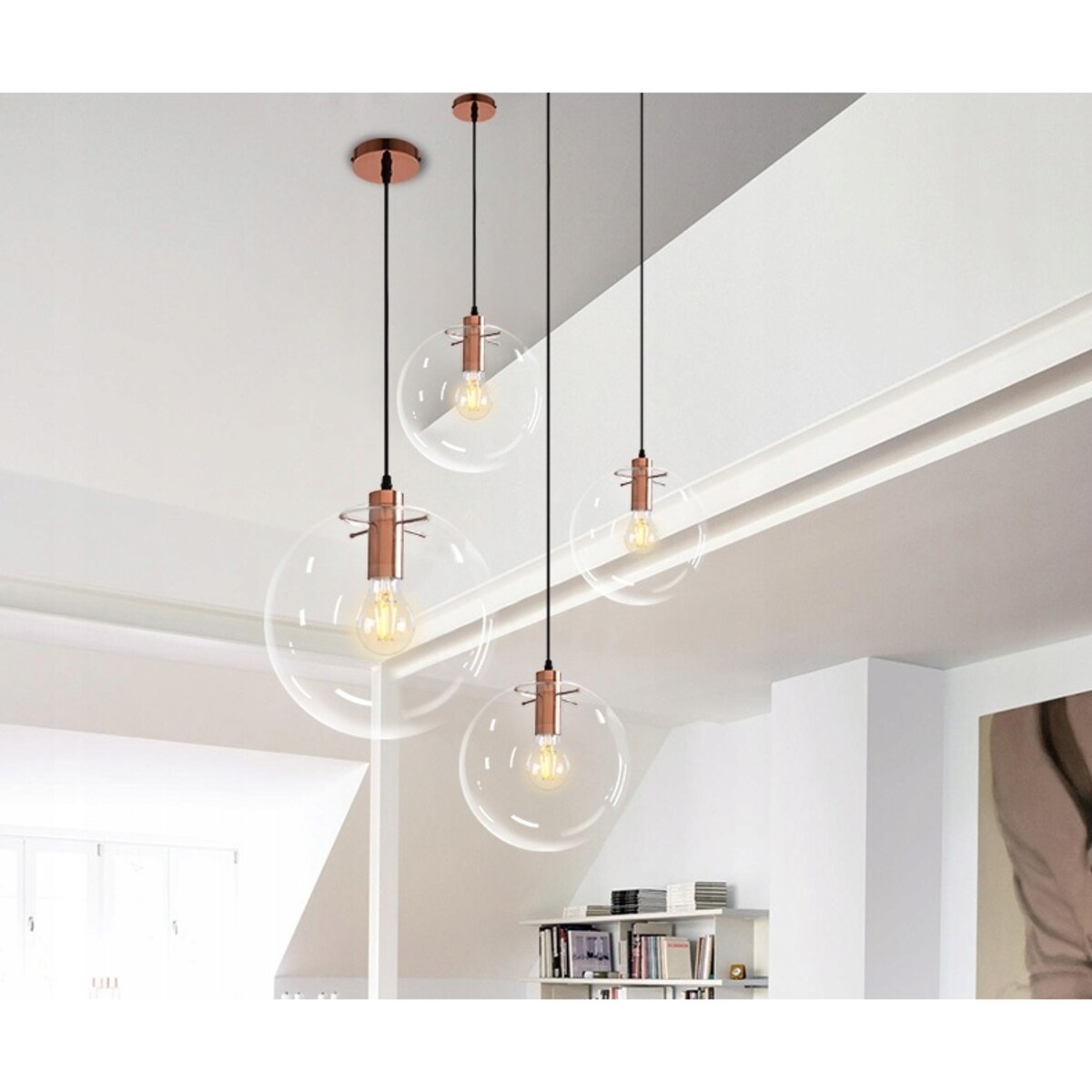 Lampa Wisząca Szklana Kula Rose Gold Lassi 25Cm