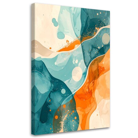 Obraz do salonu sypialni biura kuchni hotelu spa, Abstrakcja Pastelowa w beżu i turkusie 60x90 cm
