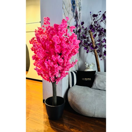 Drzewo kwitnącej wiśni z kwiatami w kolorze fuksjowym 180cm na naturalnym pniu