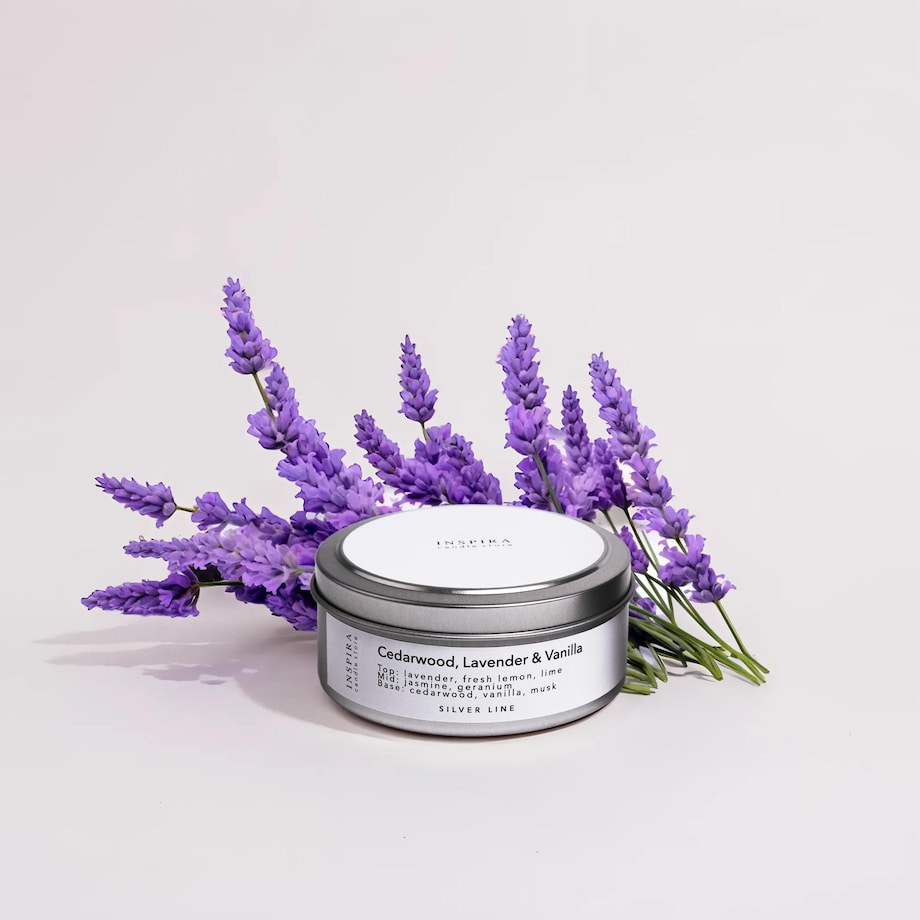Świeca zapachowa Cedarwood Lavender & Vanilla, 190 g, INSPIRA