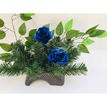 NIEBIESKA RÓŻA SZTUCZNA do kompozycji stroika święta zmarłych bukiet grób